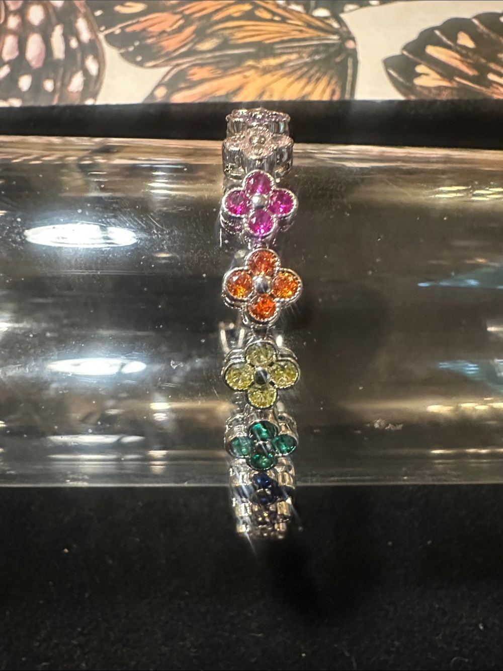 LSJ Multi-color clover tennis bracelet 7in